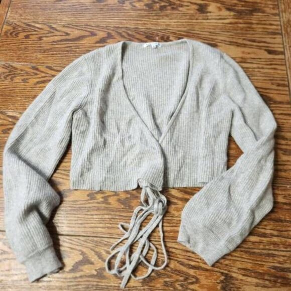 Reformation Remus Cashmere Wrap Sweater in Grey sz XL - Picture 1 of 4